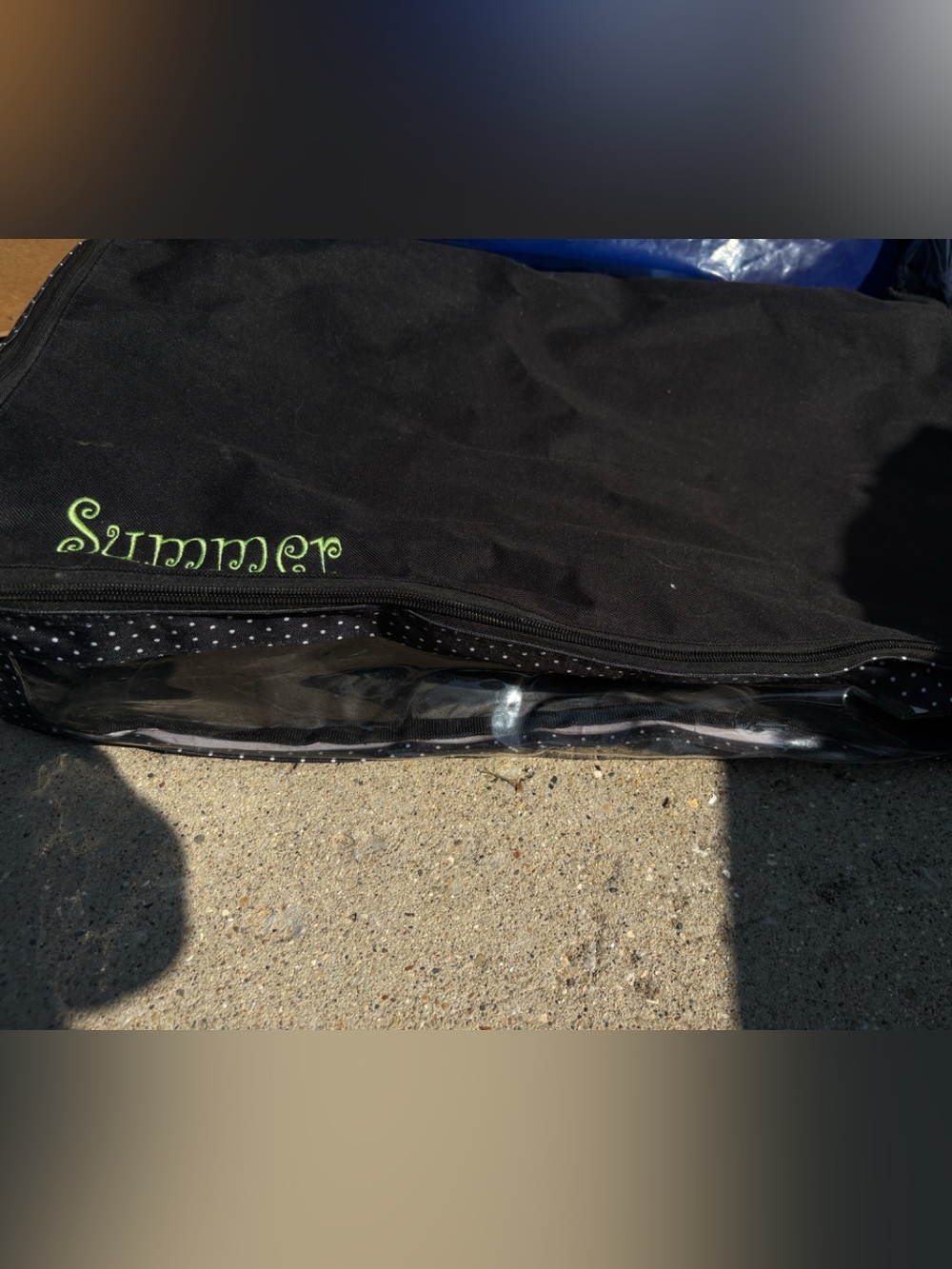 Thirty-one Under bed storage bags- black with white polka dots. Embroidery